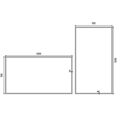 Nimco - Zrkadlo s LED s osvetlením, 120x70 cm, hliník/čierna ZPC 13006-90