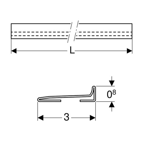Geberit - Zberný profil na sprchový odtok v stene, 1500 mm, kefovaná nerezová 154.341.FW.1