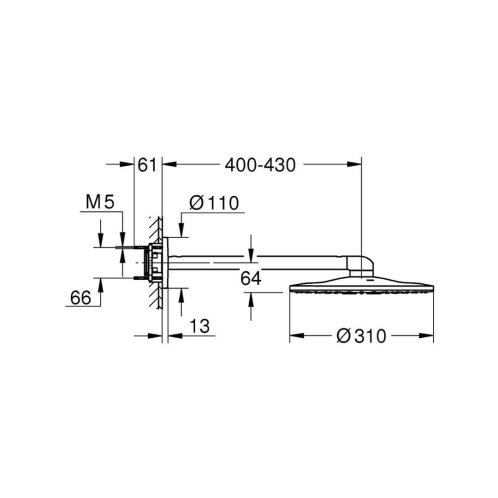 Grohe Rainshower SmartActive - Hlavová sprcha 310, sprchové rameno 43 cm, 2 prúdy, supersteel 26475DC0