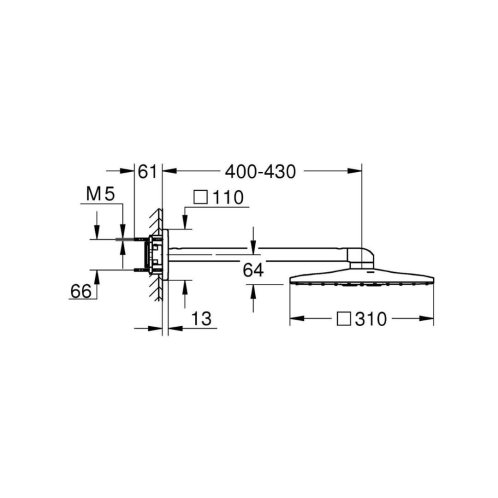 Grohe Rainshower SmartActive Cube - Hlavová sprcha 310, sprchové rameno 43 cm, 2 prúdy, supersteel 26479DC0