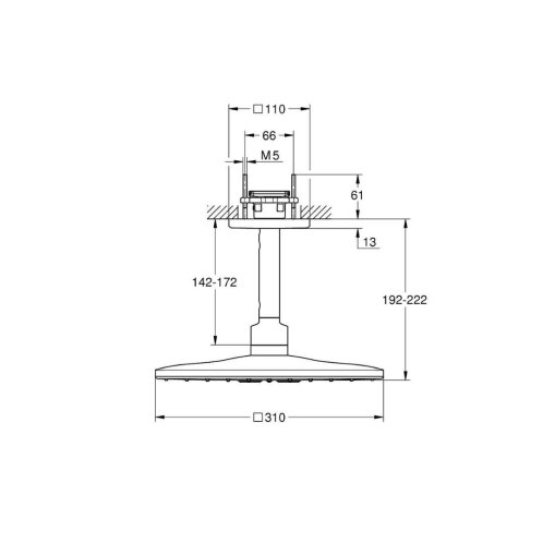 Grohe Rainshower SmartActive Cube - Hlavová sprcha 310, sprchové rameno 14 cm, 2 prúdy, kefovaný Warm Sunset 26481DL0