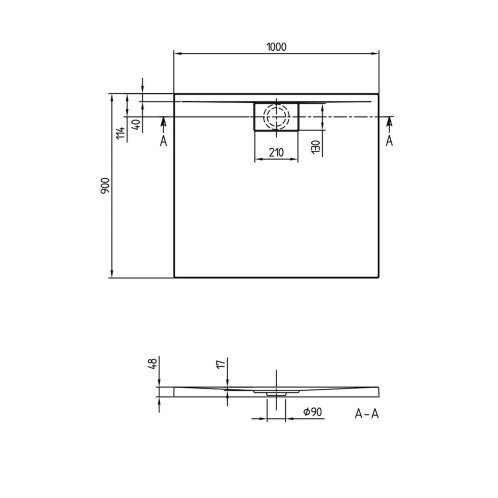 Villeroy & Boch Architectura MetalRim - Sprchová vanička, 90x100 cm, antracit UDA1090ARA248V-1S