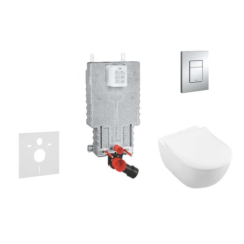 Grohe Uniset - Set predstenovej inštalácie, klozetu a sedadla Subway 2.0, DirectFlush, SoftClose, CeramicPlus a tlačidla Skate Cosmo, chróm 38643SET-KI