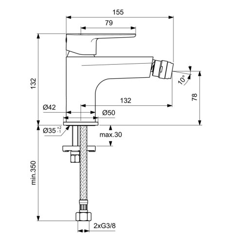 Ideal Standard Cerafine O - Bidetová batéria, chróm BC704AA