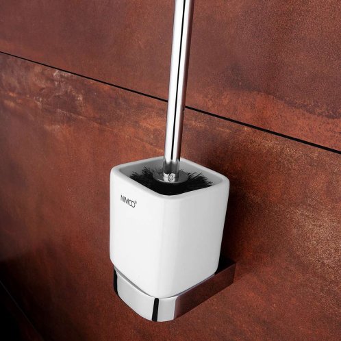 Nimco Nikau - WC kefa s držiakom, biela keramika/chróm NK 30094KN-26