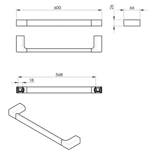 Sapho Gedy Pirenei - Držiak uterákov, dĺžka 60 cm, biela mat PI216002