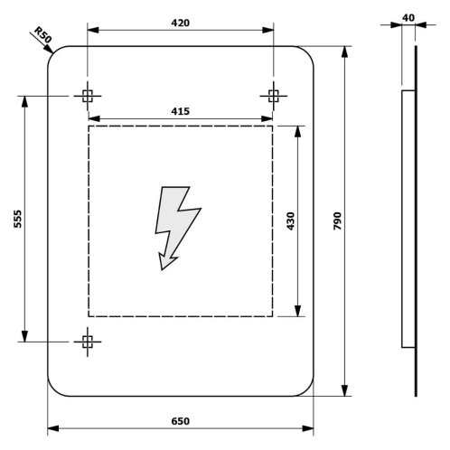 Sapho - Zrkadlo Senfineco s LED osvetlením a 3D efektom, 65x80 cm SF115