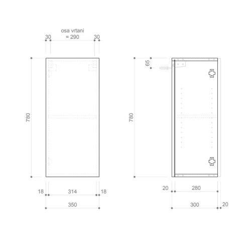 Sapho Espace - Skrinka 35x78x32 cm, 1 dvierka L/P, matná biela ESC630-3131