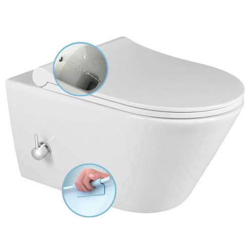 Sapho Avva - Závesné WC s bidetovou spŕškou, Rimless, biela 100315