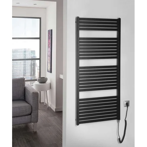 Aqualine - Vykurovacie teleso Tondi-E, 60x133 cm, 600 W, matná čierna DE486T