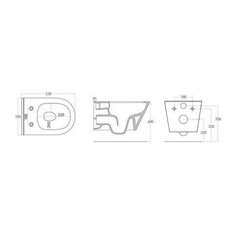 Sapho Avva - Závesné WC s bidetovou spŕškou, Rimless, matná čierna 100312-110
