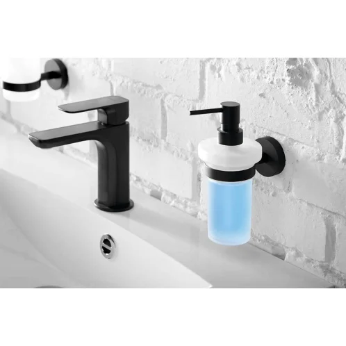 Sapho X-Round - Dávkovač mydla s držiakom, matné sklo/čierna XR101B