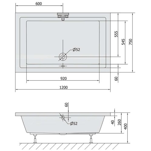 Polysan Deep - Hlboká sprchová vanička, 120x75x26 cm, biela 71564