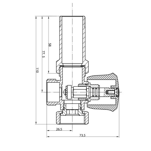 Aqualine - Práčkový ventil pred nástennú batériu so spät. ventilom 3/4"x3/4", chróm 5315