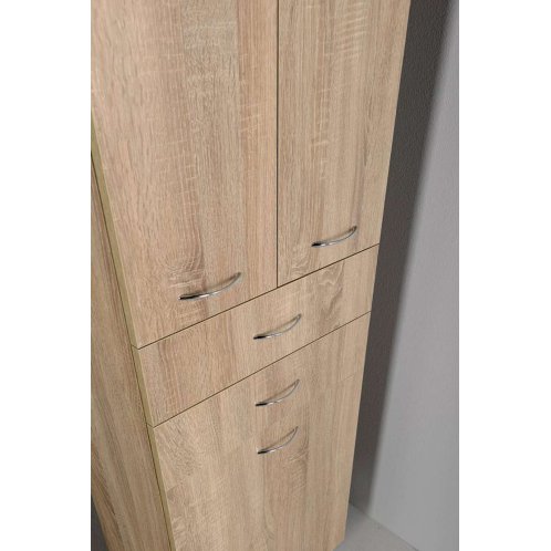 Aqualine Keramia Fresh - Vysoká skrinka ZOJA s košom, 50x184x29 cm, dub platin 51295