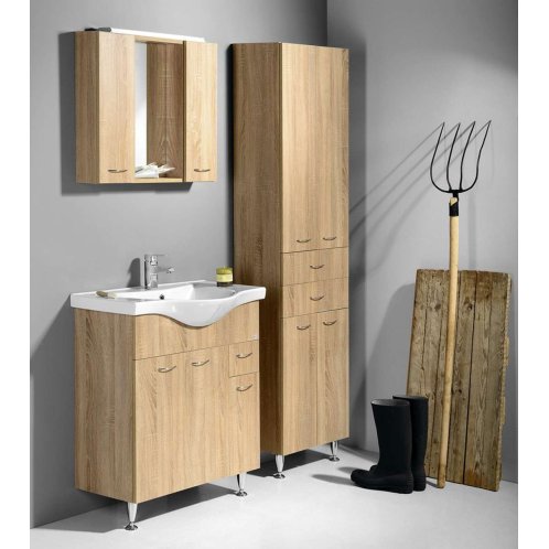 Aqualine Keramia Fresh - Vysoká skrinka ZOJA so zásuvkami, 50x184x29 cm, dub platin 51296
