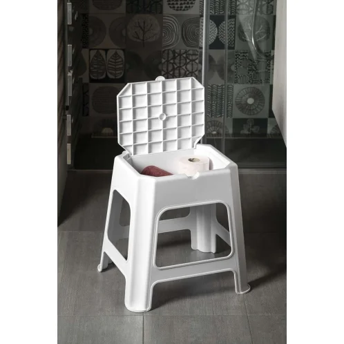 Aqualine - Kúpeľňová stolička, s úložným priestorom, biela 90902W