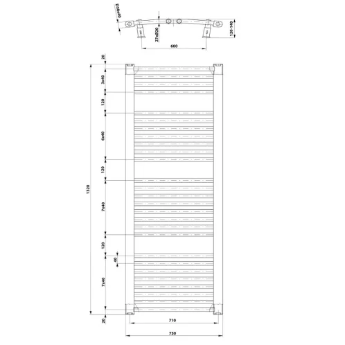 Aqualine Orbit - Vykurovacie teleso 132x75 cm, 996 W, biela ILO37T