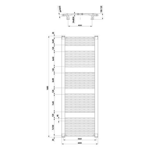 Aqualine Orbit - Vykurovacie teleso 168x60 cm, 1013 W, biela ILO66T