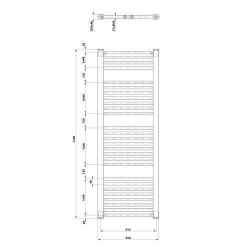 Aqualine Direct - Vykurovacie teleso 132x45 cm, 594 W, biela ILR34T