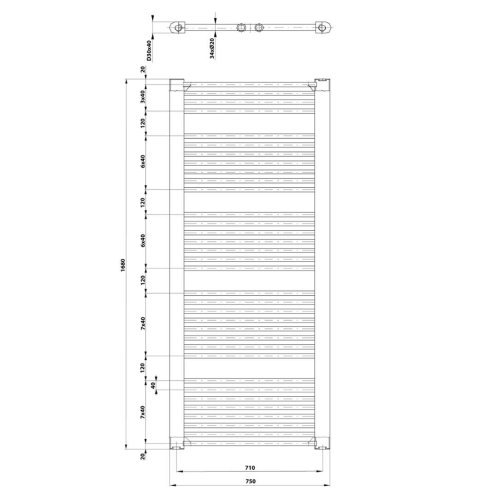 Aqualine Direct - Vykurovacie teleso 168x75 cm, 1269 W, biela ILR67T