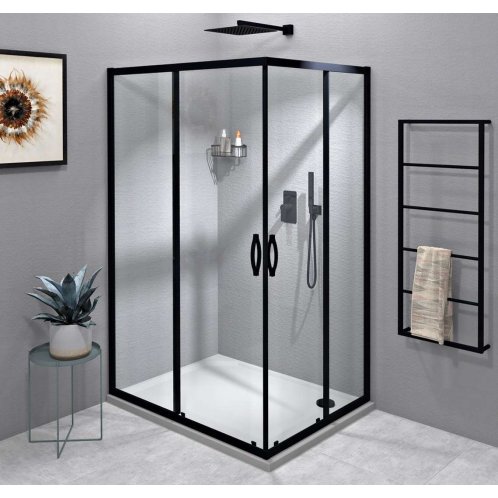 Gelco Sigma - Sprchový kút 90x80 cm, matná čierna/číre sklo GS2190BGS2180B