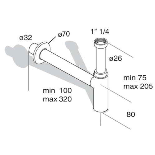 Sapho Omp Tea Minitoti - Umývadlový sifón, 1 1/4, odpad 32 mm, chróm 510.135.5.K