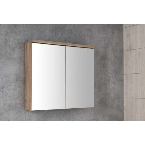 Aqualine KAWA - Zrkadlová skrinka s LED osvetlením, 80x70x22 cm, dub emporio WGL38S