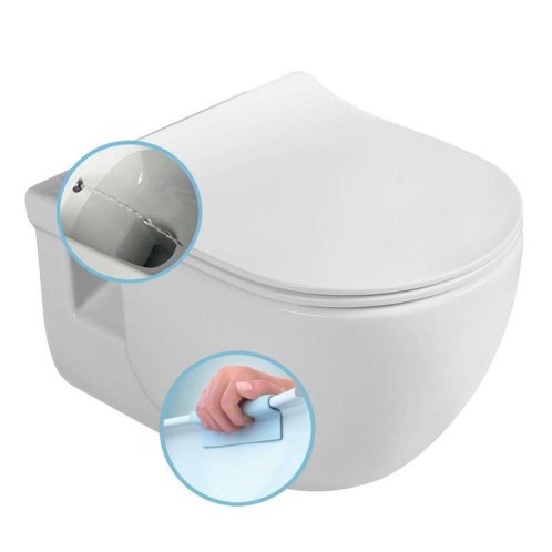 Sapho Brilla - Závesné WC s bidetovou spŕškou, Rimless, biela 100612