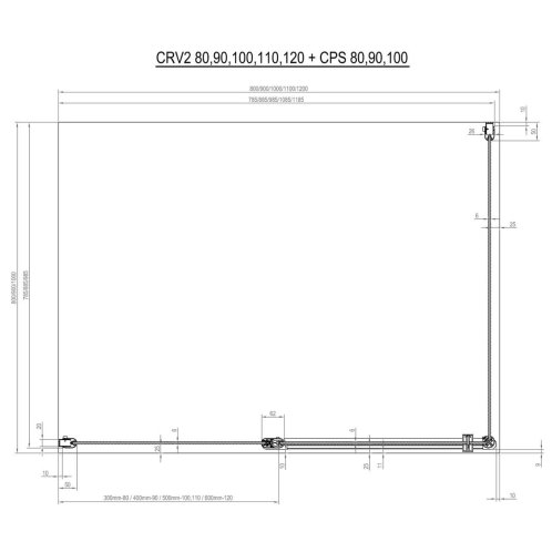 Ravak Chrome - Sprchové dvere CRV2-100, 98-100 cm, lesklý hliník/číre sklo 1QVA0C00Z1
