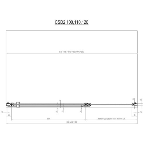 Ravak Chrome - Sprchové dvere dvojdielne CSD2-110, 108-111 cm, satin/číre sklo 0QVDCU00Z1