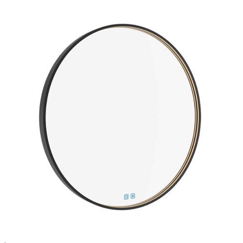 Nimco - Zrkadlo s LED s osvetlením, priemer 70 cm, dotykový senzor, čierna ZPC 31001RVX-90