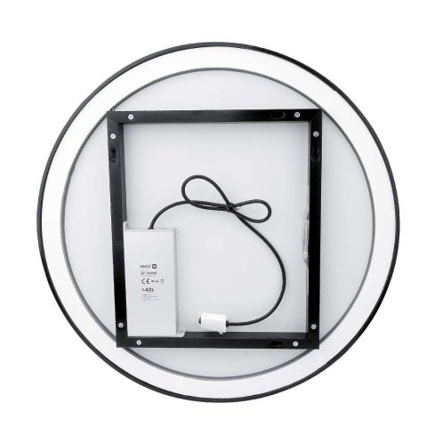Nimco - Zrkadlo s LED s osvetlením, priemer 70 cm, dotykový senzor, čierna ZPC 31001RVX-90