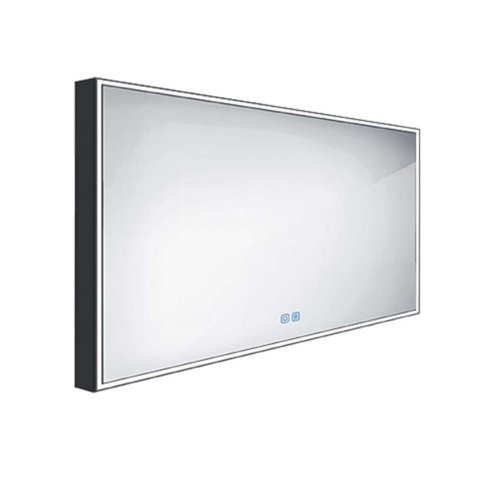 Nimco - Zrkadlo s LED osvetlením, 140x70 cm, dotykový senzor, matná čierna ZPC 13008VX-90
