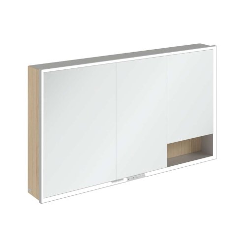 Villeroy & Boch My View+ - Zrkadlová skrinka s LED osvetlením 130x75x17 cm, 3 dvierka, Nordic Oak/sivá A48113VJ