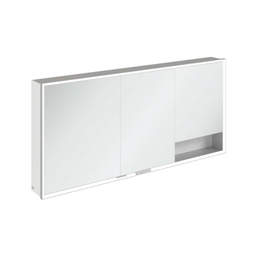 Villeroy & Boch My View+ - Zrkadlová skrinka s LED osvetlením 160x75x17 cm, 3 dvierka, Brilliant White/sivá A48116VE