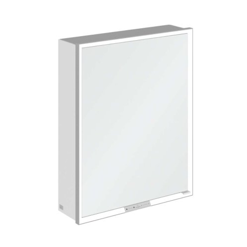 Villeroy & Boch My View+ - Zrkadlová skrinka s LED osvetlením 60x75x17 cm, 1 dvierka, pánty vľavo, Brilliant White/sivá A4816LVE