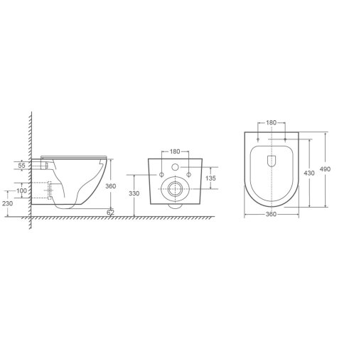 kielle Oudee - Závesné kompaktné WC, Vortex Rimless+, biela 30102010S