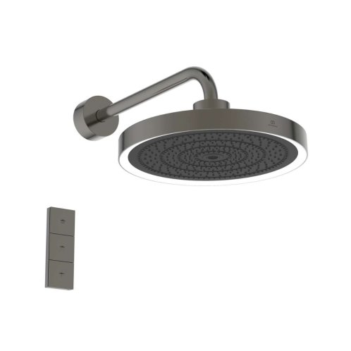 Ideal Standard Idealrain Solos - Hlavová sprcha s pripojením, priemer 33 cm, 3 prúdy, s LED osvetlením, Magnetic Grey A7890A5