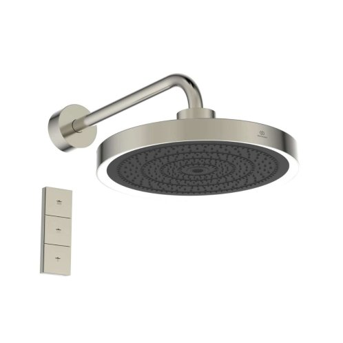 Ideal Standard Idealrain Solos - Hlavová sprcha s pripojením, priemer 33 cm, 3 prúdy, s LED osvetlením, Silver Storm A7890GN