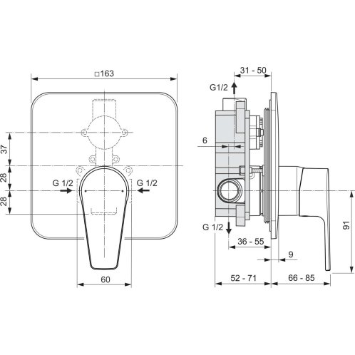 Ideal Standard Cerafine D - Batéria pod omietku, chróm A7190AA