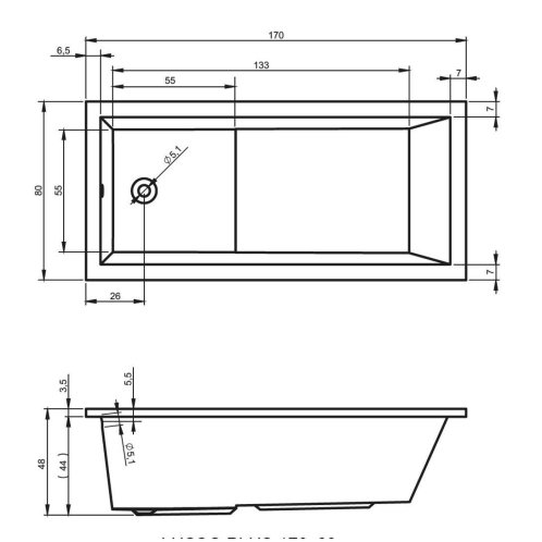 RIHO Lusso - Vaňa 170x80 cm, biela B006001005