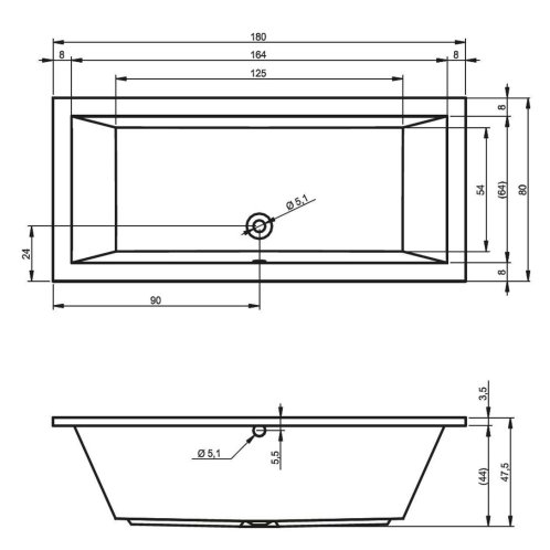 RIHO Lusso - Vaňa 180x80 cm, biela B036001005