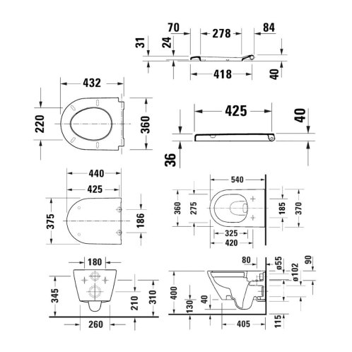 Duravit D-Code - Závesné WC s doskou SoftClose, Rimless, biela 49030900B2
