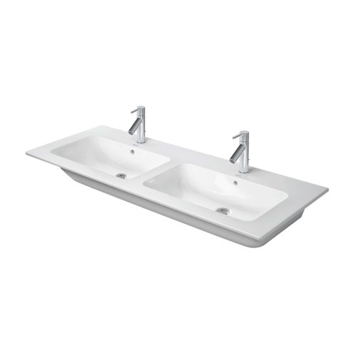 Duravit ME by Starck - Dvojumývadlo 130x49 cm, s prepadom, 2 otvory na batérie, DuraShield, biela 233613AA00