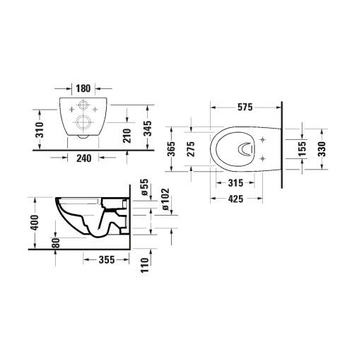 Duravit Architec - Závesné WC, Rimless, DuraShield, matná biela 257209AC00