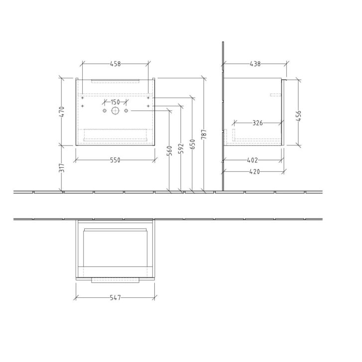 Villeroy & Boch Architectura - Umývadlová skrinka, 55x47x44 cm, 1 zásuvka, biela B88700VS