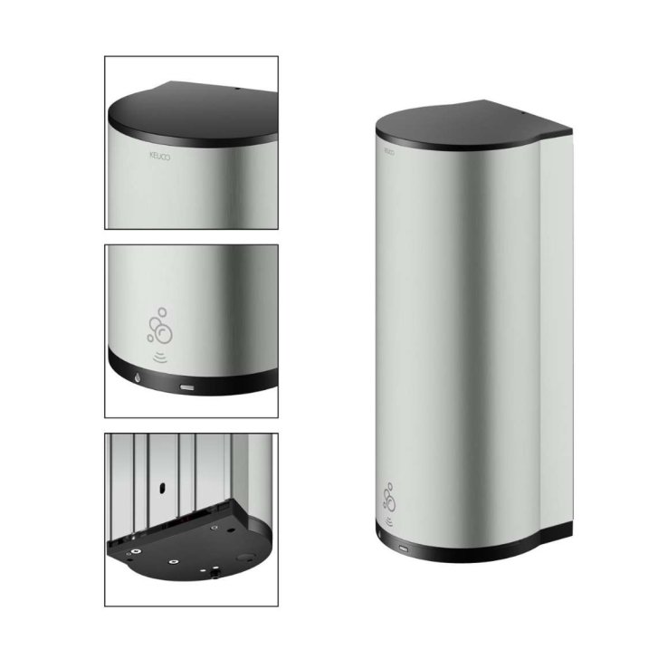 Keuco Plan - Automatický nástenný dávkovač tekutej dezinfekcie, 1100 ml, nerezová/čierna 14987060037