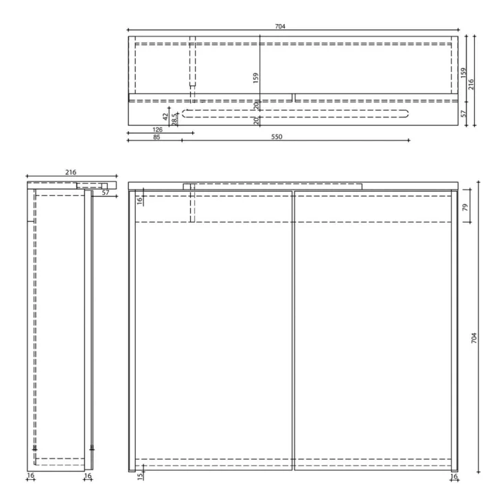 Aqualine KAWA - Zrkadlová skrinka s LED osvetlením 70x70x22 cm, 2 dvierka, biela WGL70S