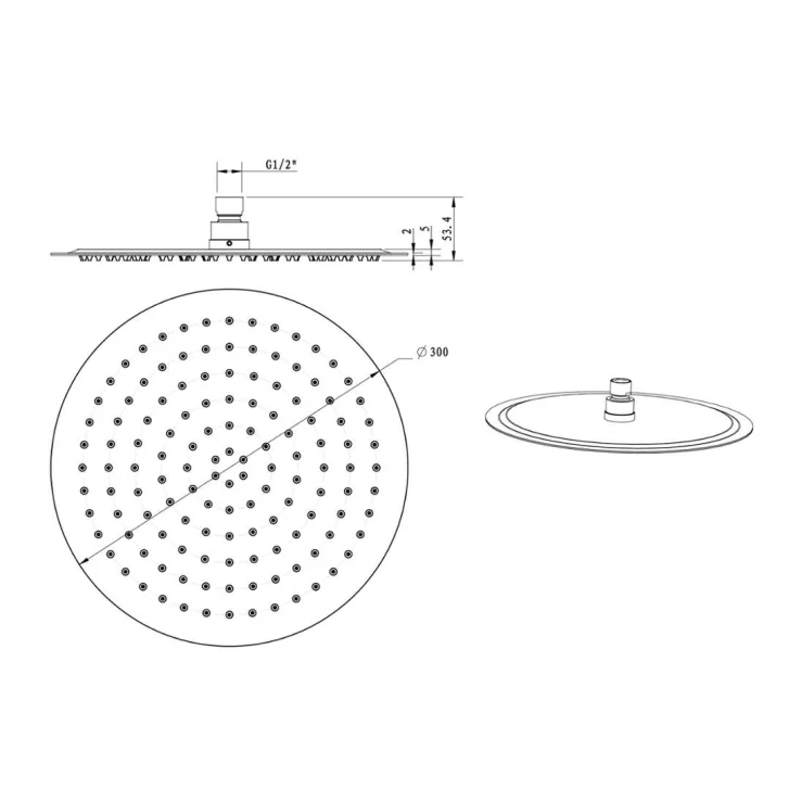 Sapho - Hlavová sprcha Slim, priemer 30 cm, matná meď MS573PG